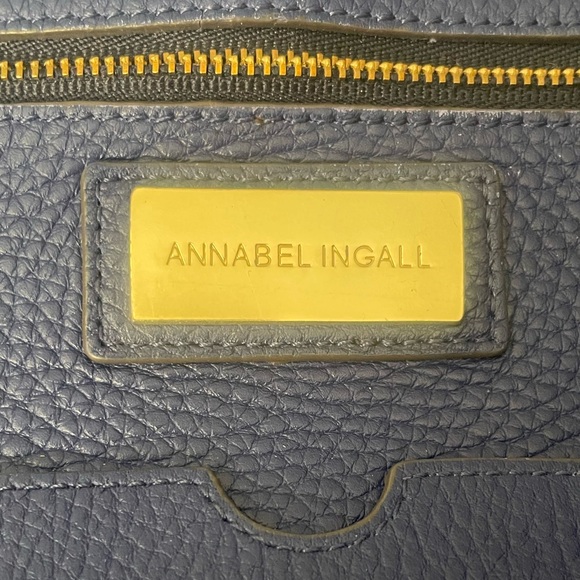 Large Annabel Ingall Blue Leather Tote Shoulder Bag Handbag - Picture 4 of 11